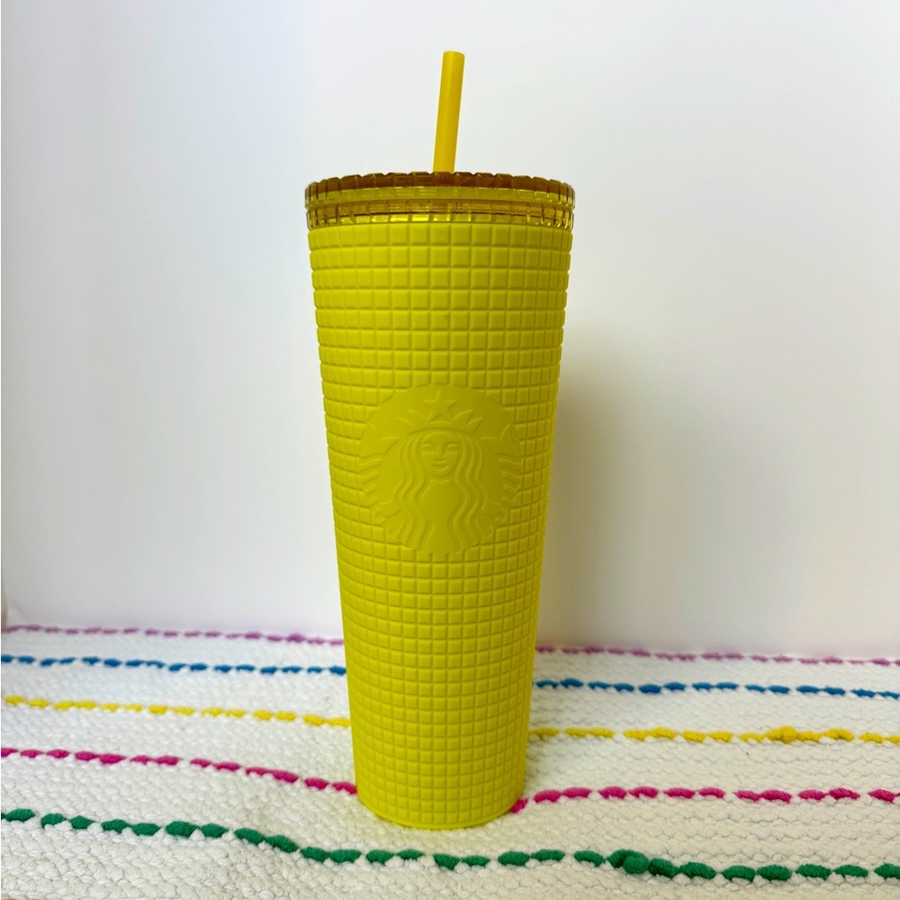Starbucks Meadow Yellow Grid Tall Tumbler Cup